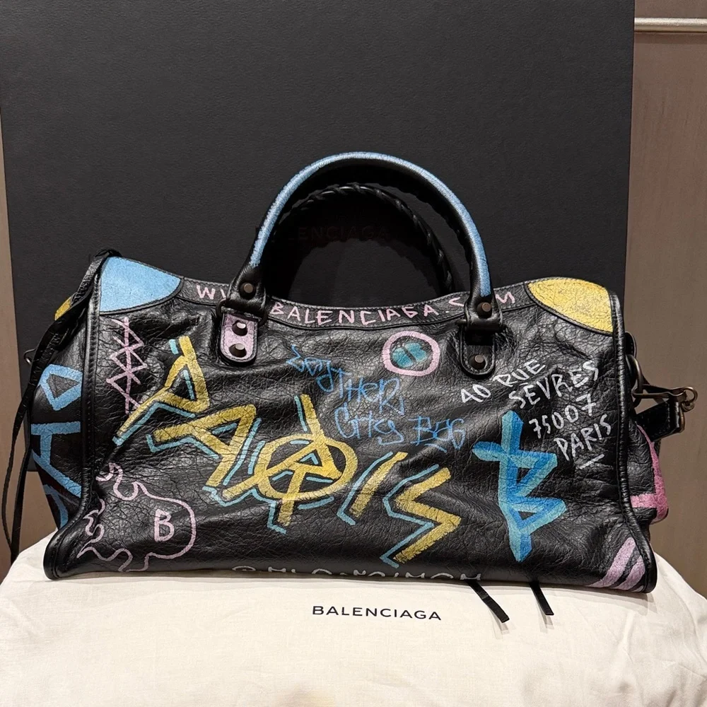 Balenciaga Black Graffiti Classic City Bag - Limited Edition- RARE - Picture 1 of 16